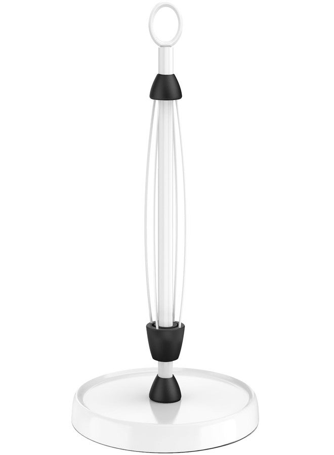 HZE White Paper Towel Holder Countertop, White Kitchen Accessories Decor, One-Handed Tear, Stainless Steel, Weighted Base, Paper Towel Holder Stand with Ratchet System for Kitchen Farmhouse Essentials - Image 1
