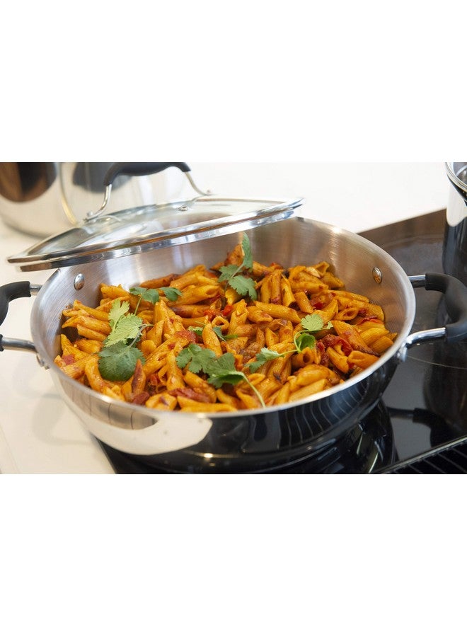 AVACraft بان AVACRAFT من الفولاذ المقاوم للصدأ 18/10 مع قاعدة من خمس طبقات، بان قلي للشيف مع غطاء زجاجي، مقلاة متعددة الاستخدامات، قدر (11 بوصة) - Image 5