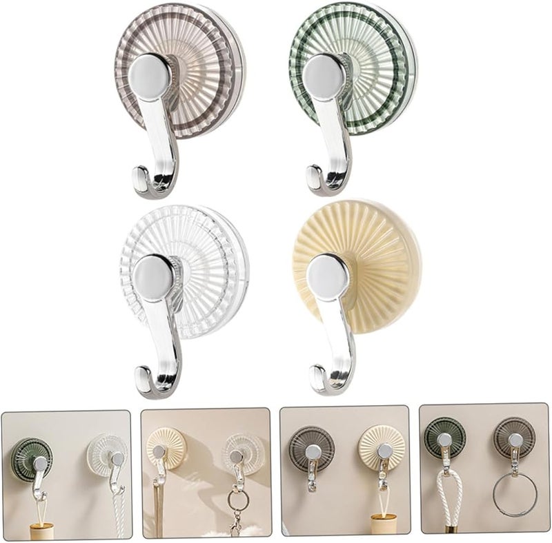 خطافات قوية ذات أكواب شفط 4 قطع، حامل مناشف للحمام بدون حفر، شفاف، فضي، رمادي، أخضر، أبيض - Image 5