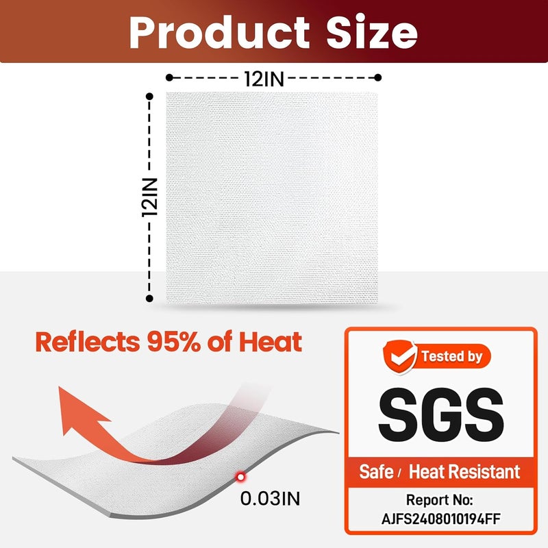 Amerbro Heat Shield Automotive Aluminum Reflects 95% of Radiant Heat, 12" x 12" Stove Heat Shield to Protect Refrigerator, Heat Shield Wrap for Exhaust, Motorcycle, Wood Stove, Cabinet, Fireplace (Silver) - Image 2