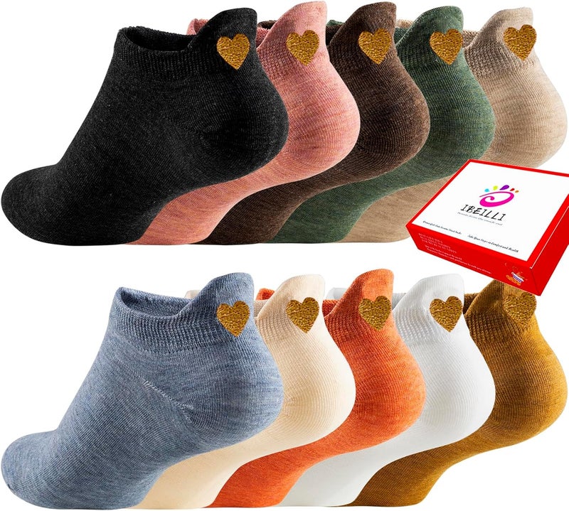 IBEILLI Women Cute Socks 10 Pairs Cotton Kawaii Embroidered Funny Low Cut Ankle Socks for Women Girls - Image 1