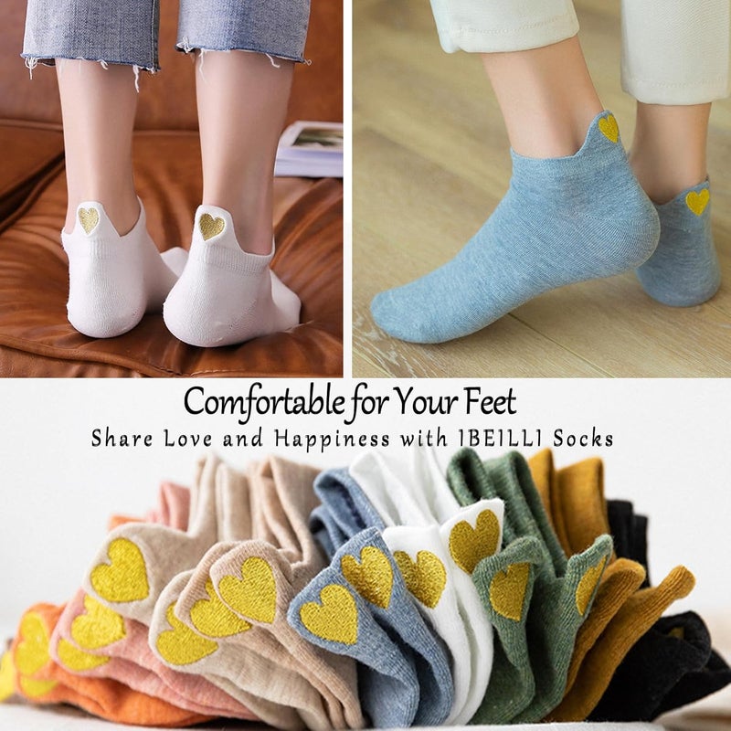 IBEILLI Women Cute Socks 10 Pairs Cotton Kawaii Embroidered Funny Low Cut Ankle Socks for Women Girls - Image 2