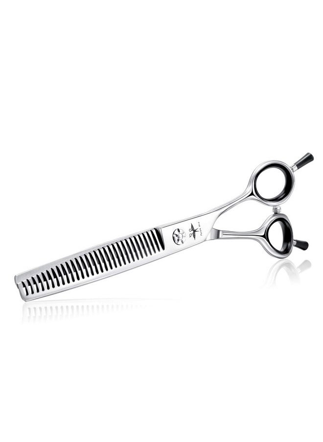 PURPLEBIRD - PURPLRBIRD 7 Inch Straight Dog Grooming Scissors Pet Thinning Texturizing Shears Professional Safety Blunt Tip Trimming Shearing for Dogs Cats Face Paws Limbs Japanese Stainless Steel Silver - Image 1