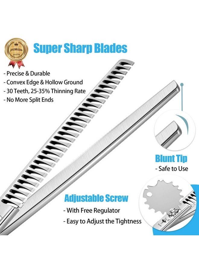 PURPLEBIRD - PURPLRBIRD 7 Inch Straight Dog Grooming Scissors Pet Thinning Texturizing Shears Professional Safety Blunt Tip Trimming Shearing for Dogs Cats Face Paws Limbs Japanese Stainless Steel Silver - Image 1