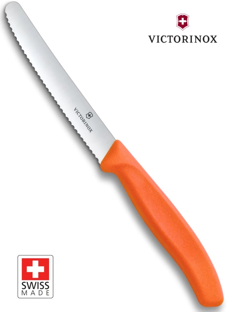 Victorinox Swiss Classic Tomato and Table Knife 11 cm, Wavy Edge, Orange