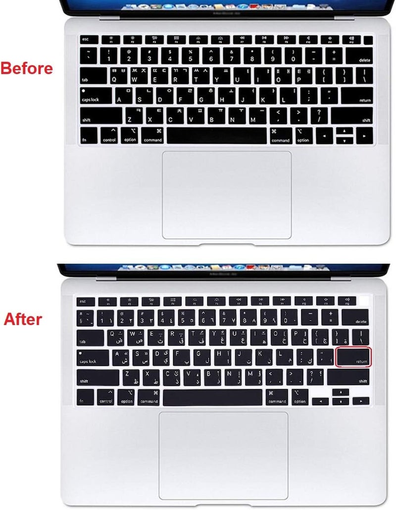 eWINNER Silicone Arabic Keyboard Cover for MacBook Air 13" (2020-2021) - US Layout - Image 3
