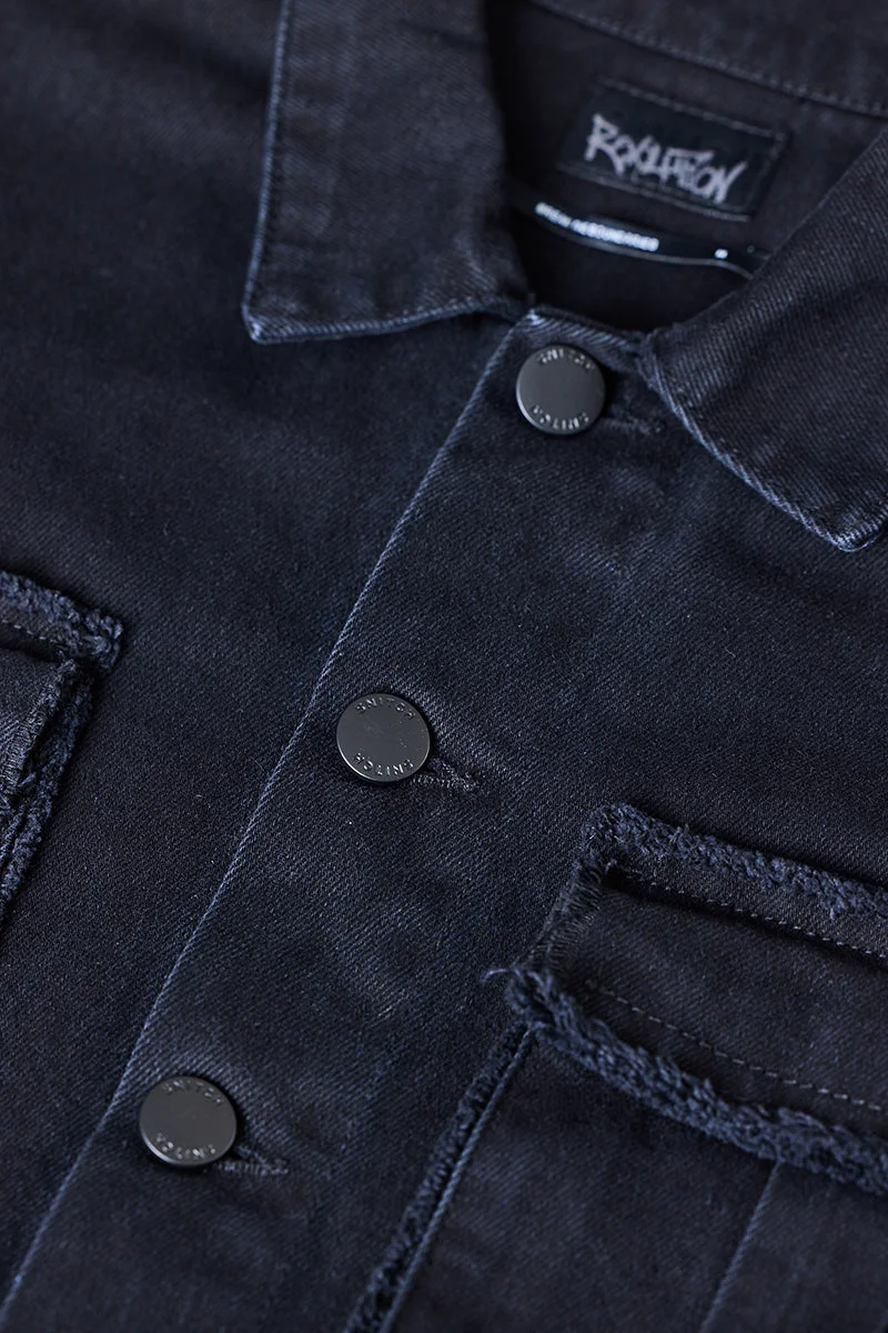 SNITCH جاكيت جينز رجالي أسود ثوري