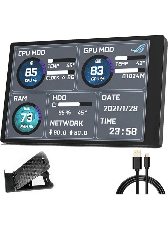 English Version Computer Temp Monitor, PC Sensor Panel Display, PC Temperature Display for PC ARGB Computer Case Secondary Screen, IPS USB Mini Screen PC CPU RAM HDD Data Monitor  - Image 2