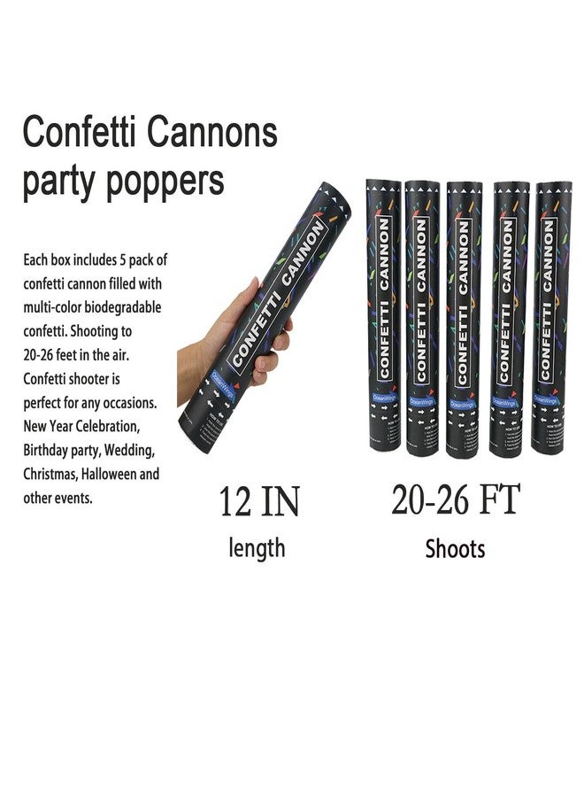 OceanWings Biodegradable Confetti Cannon Party Poppers - 5 Pack Party Poppers Confetti Shooters for Birthday Graduation Wedding New Years Eve Celebration Office Prank, Large Confetti Cannon - Image 3