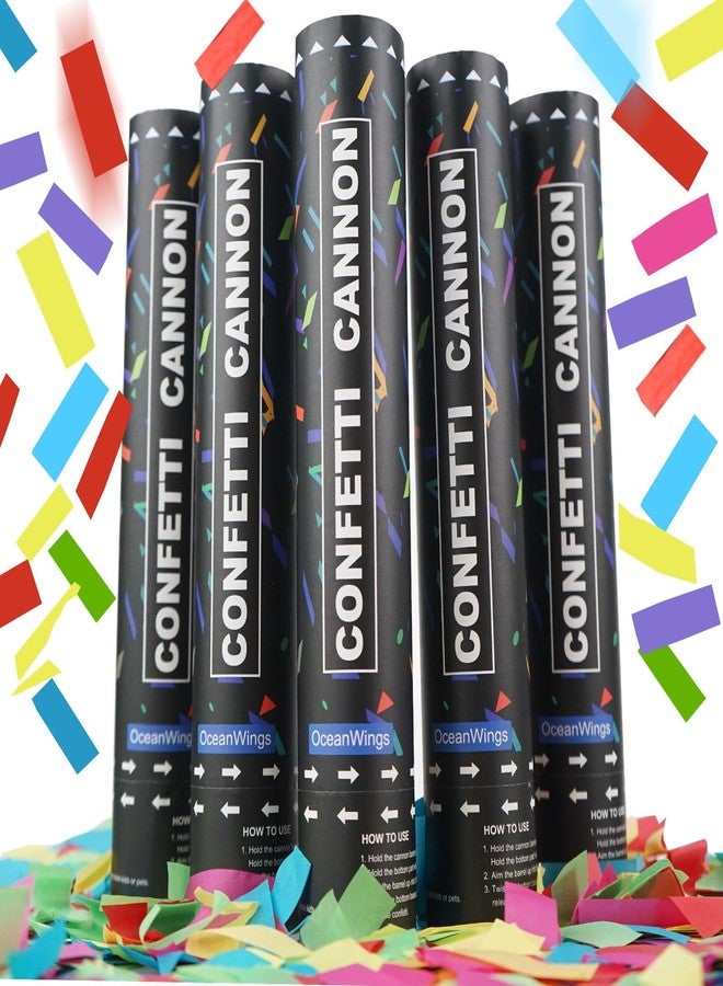 OceanWings Biodegradable Confetti Cannon Party Poppers - 5 Pack Party Poppers Confetti Shooters for Birthday Graduation Wedding New Years Eve Celebration Office Prank, Large Confetti Cannon - Image 2