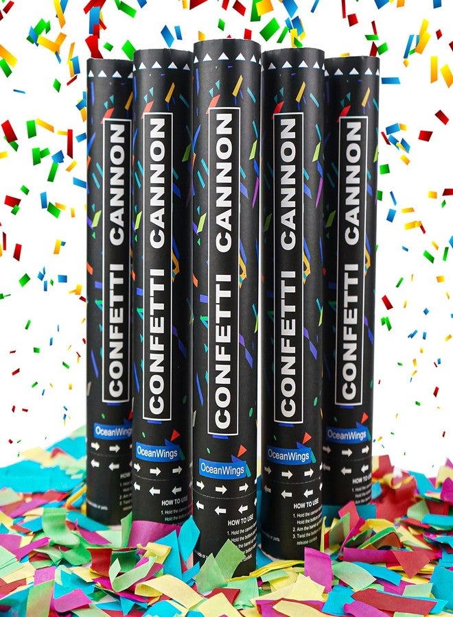 OceanWings Biodegradable Confetti Cannon Party Poppers - 5 Pack Party Poppers Confetti Shooters for Birthday Graduation Wedding New Years Eve Celebration Office Prank, Large Confetti Cannon - Image 1