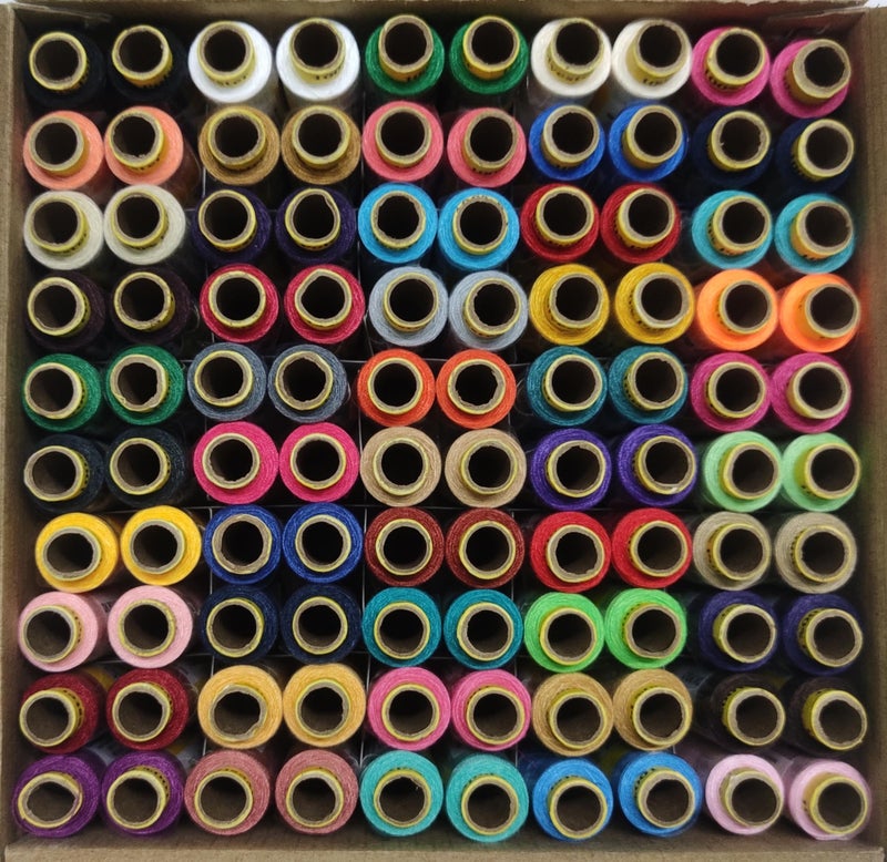 DK Threads Sewking Threads 2 PLY Polyester Sewing Thread Assorted Thread Box | Multicolored Thread Spools - 180 Mtr (50 Colors, Set C) - Image 1