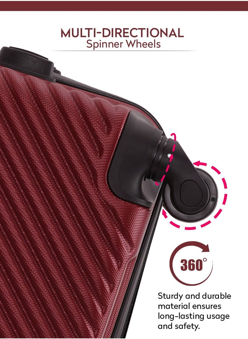 PARAJOHN - Vizro 3-Piece ABS Hardside Spinner Luggage Trolley Set Burgundy - Image 1
