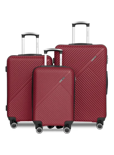 PARAJOHN ABS Material 3-Piece Hardsided Luggage Set | 4-Wheel Spinner Trolley | Small (10kg), Medium (20kg), Large (30kg) burgundy