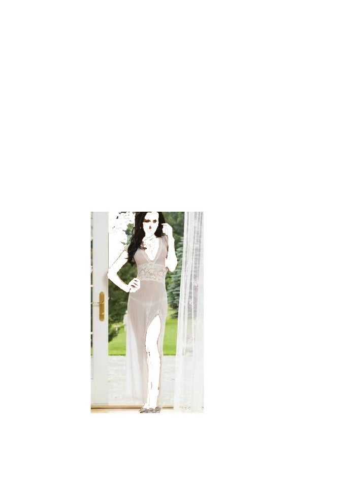 Generic - Women Long  Nightgown V- Neckline with Beautiful Lace Trim Sleepwear. - Image 1