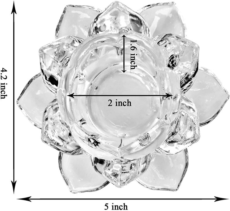 NVRA Premium Glass Lotus Flower Tea Light Candle Holder Set of 4 Pcs | Exquisite Crystal Diya for Diwali | Perfect and Creative Decoration in Dipawali Christmas Eid Wedding Party | Best Gift - Image 5
