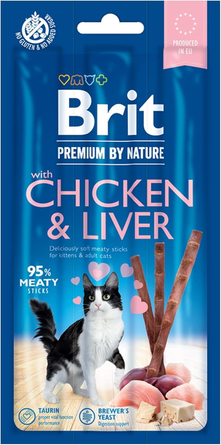 بريت عصي Brit Premium by Nature Cat بالدجاج والكبد، 3 قطع - Image 1