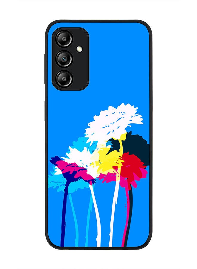 Stylizedd Rugged Black edge case for Samsung Galaxy A24 4G Slim fit Soft Case Flexible Rubber Edges Anti Drop TPU Gel Thin Cover - Bleeding Flowers (Blue) - Image 1