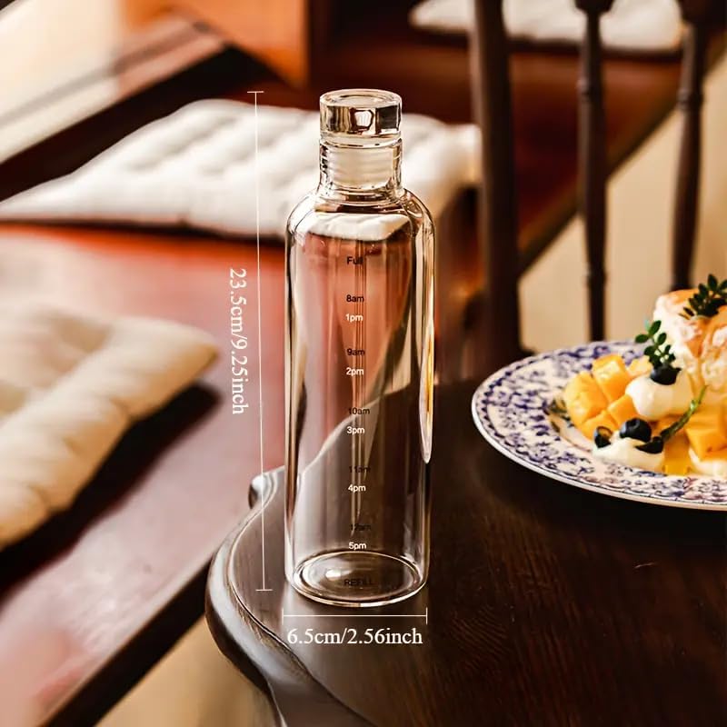 Mevanta Glass Borosilicate Water Bottle With Cap 500 ML Leak Proof & Airtight Lid with Time Marker Water Bottle For Home,Office,School, College, Gym, Daily Uses (Multi color Set of 4) - Image 5