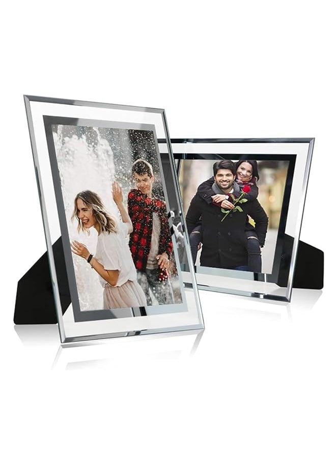U-HOOME - Photo Frame Modern Picture Frame 5×7 Tabletop Photo Frame Friends Gifts Silver Glass Photo Frames For Tabletop Or Wall Mounting Display - Image 1
