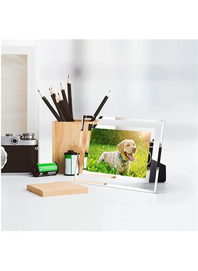 U-HOOME - Photo Frame Modern Picture Frame 5×7 Tabletop Photo Frame Friends Gifts Silver Glass Photo Frames For Tabletop Or Wall Mounting Display - Image 1