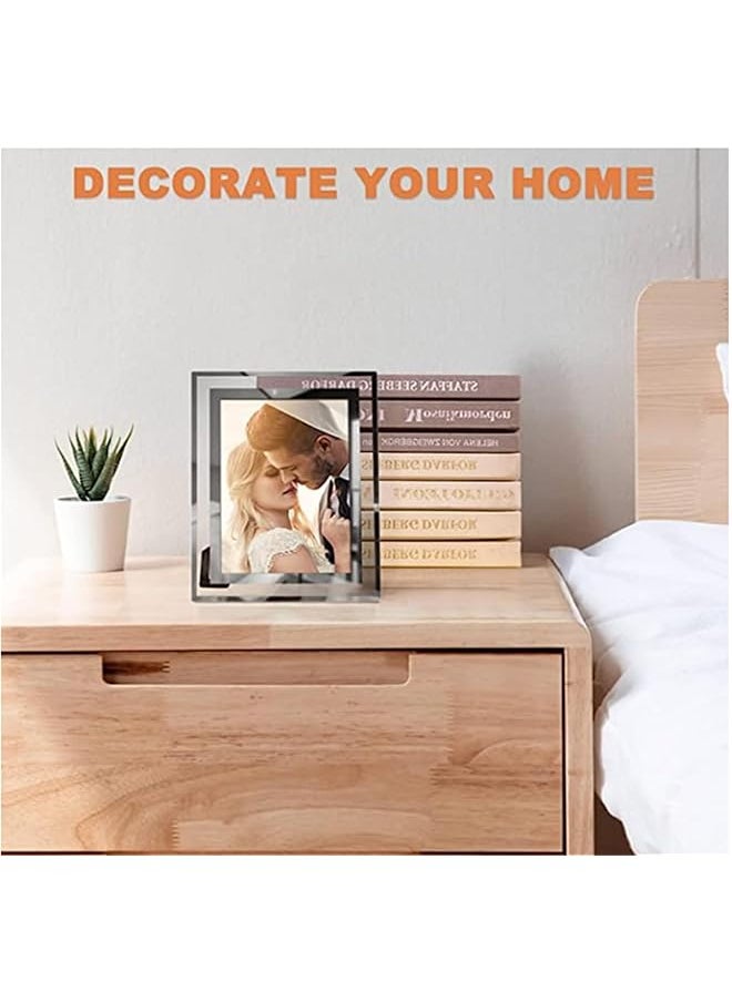U-HOOME - Photo Frame Modern Picture Frame 5×7 Tabletop Photo Frame Friends Gifts Silver Glass Photo Frames For Tabletop Or Wall Mounting Display - Image 1