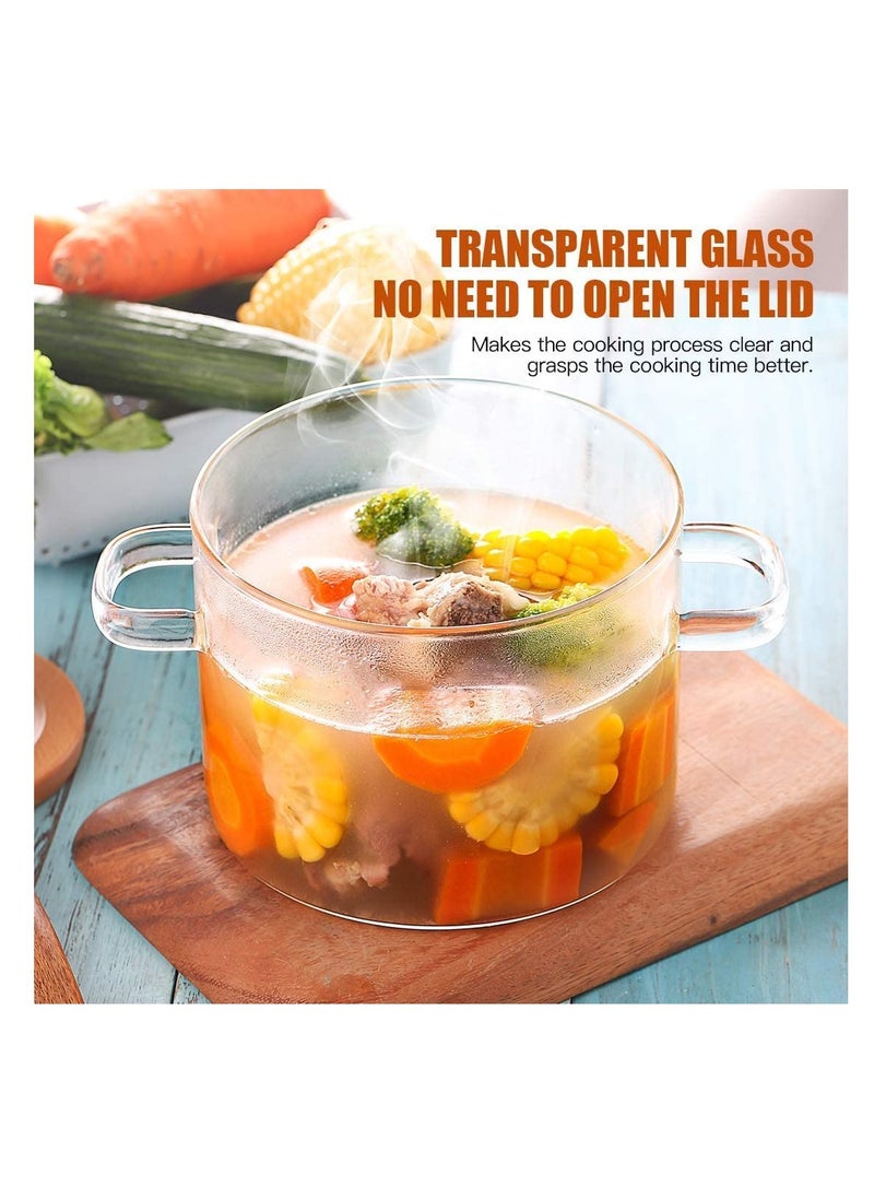 Generic - Glass Saucepan, 1500ML Thick Borosilicate Glass Pot, Clear Glass Cooking Pot, Glass Saucepan with Cover, Heat-resistant Glass Stovetop Pot - Image 1