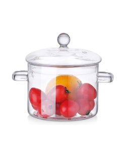 Glass Saucepan, 1500ML Thick Borosilicate Glass Pot, Clear Glass Cooking Pot, Glass Saucepan with Cover, Heat-resistant Glass Stovetop Pot