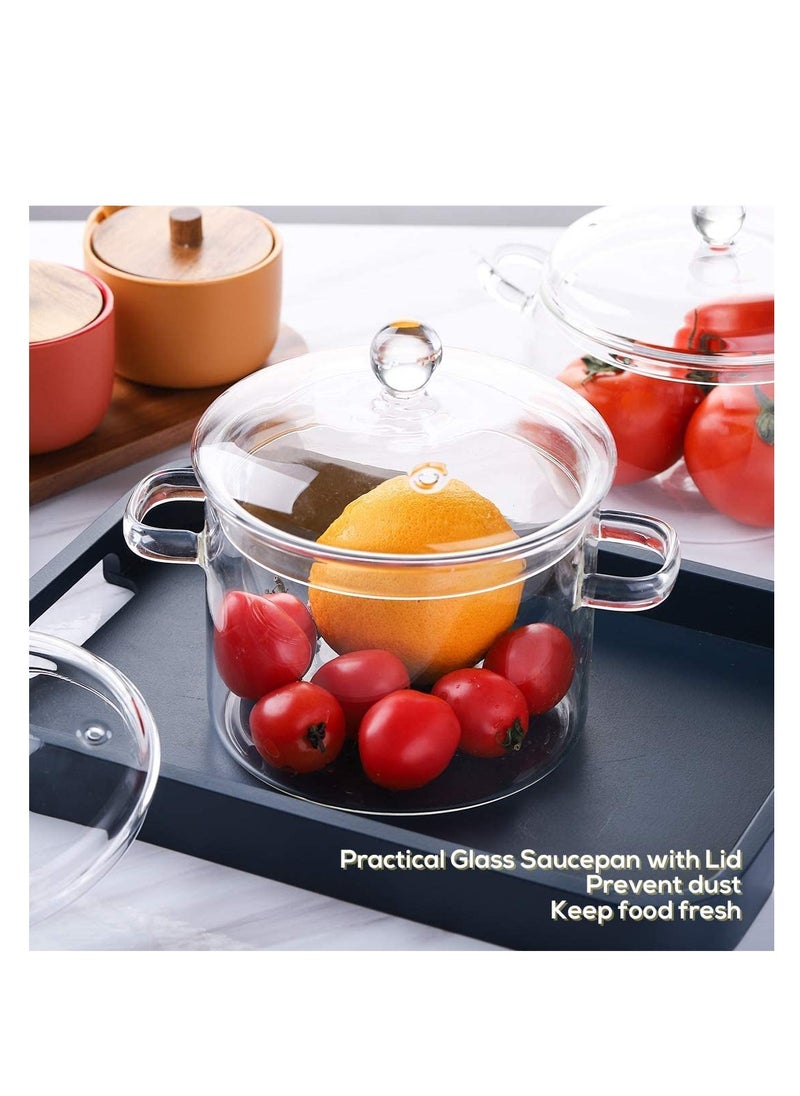 Generic - Glass Saucepan, 1500ML Thick Borosilicate Glass Pot, Clear Glass Cooking Pot, Glass Saucepan with Cover, Heat-resistant Glass Stovetop Pot - Image 1