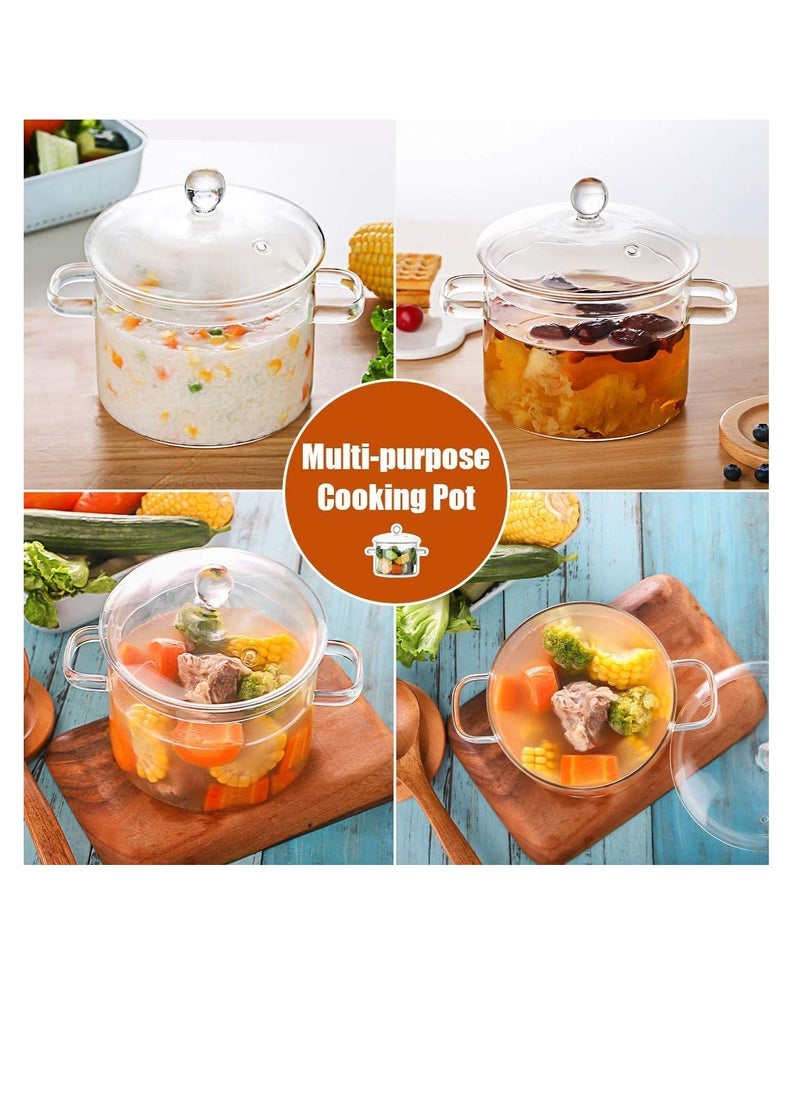 Generic - Glass Saucepan, 1500ML Thick Borosilicate Glass Pot, Clear Glass Cooking Pot, Glass Saucepan with Cover, Heat-resistant Glass Stovetop Pot - Image 1