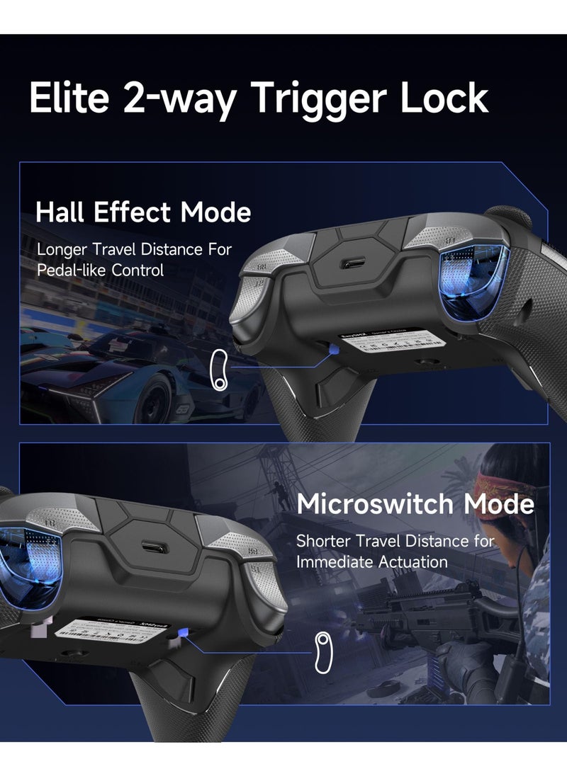 EasySMX D10 Tri-mode Wireless/Bluetooth/Wired Gaming Controller Bluetooth Gamepad with Charging Dock TMR Joysticks, Dual-Mode Triggers, Mechanical Buttons, RGB Lights for PC, Switch, Android, iOS  - Image 4