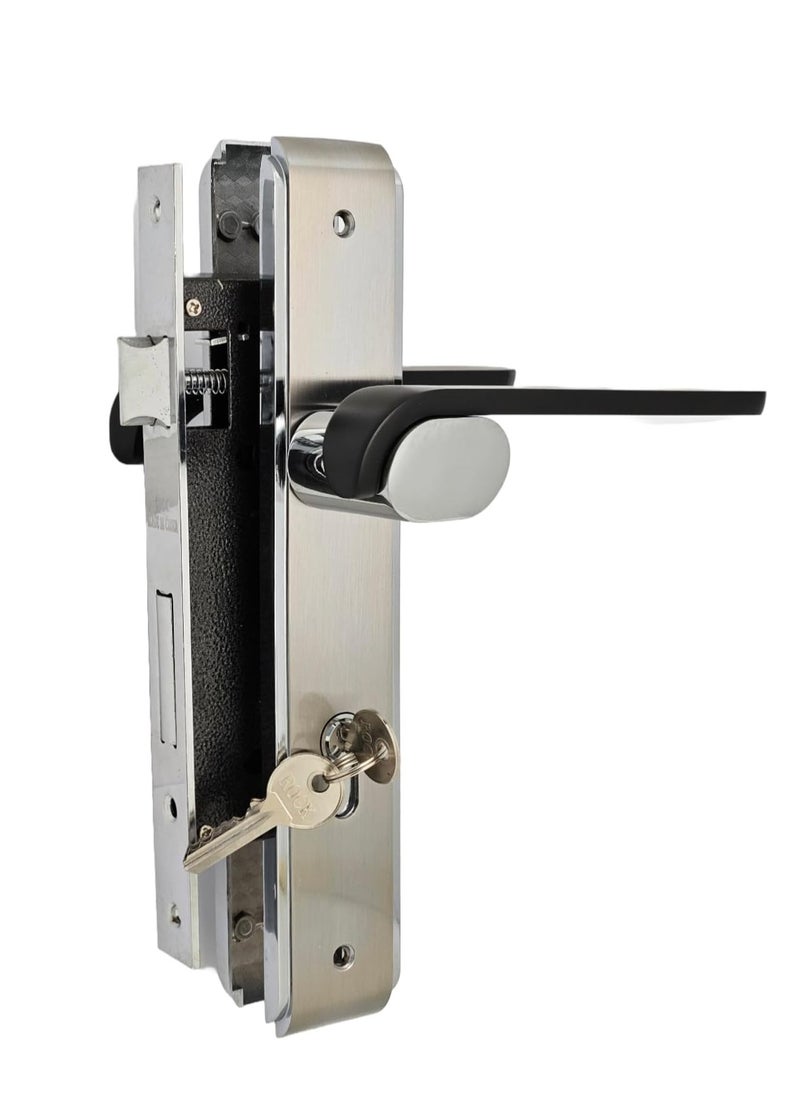 ROBUSTLINE Robustline Zinc Lever Door Handle with lock body| Premium Quality | Black/CP- BY0235 