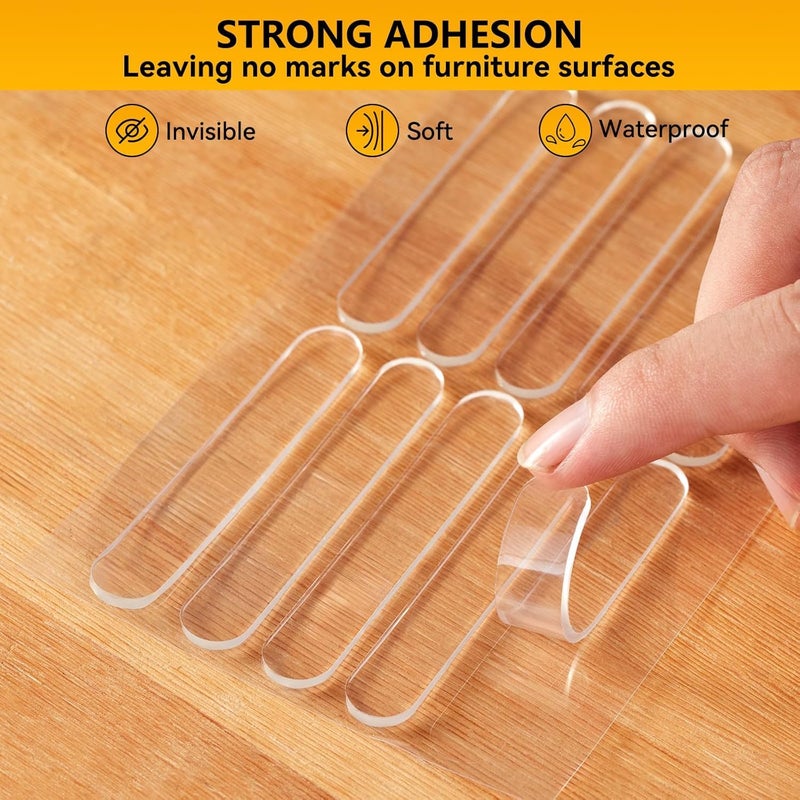 UB Unity Brand Unity Brand 10Pcs Transparent 2.24 inch Strip Door Handle Bumper Soft Wall Protector Self Adhesive Door Knob for Wall Shield Guard Sliding Clear Door Bumpers Stopper Silencer (10 Pcs Strip) - Image 2