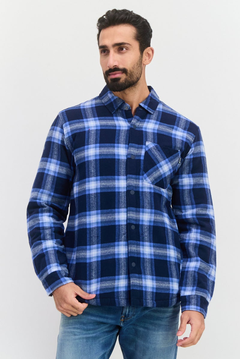 Hurley قميص جاكيت مزخرف للرجال بقصة عادية، مجموعة ألوان زرقاء - Image 1