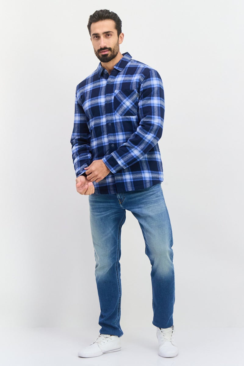 Hurley قميص جاكيت مزخرف للرجال بقصة عادية، مجموعة ألوان زرقاء - Image 4