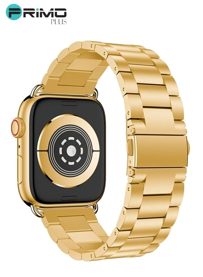 PRIMO PLUS Stainless Steel Replacement Band For Apple Watch 42/44/45/49mm Series 7/6/5/4/3/2/1 gold - Image 1