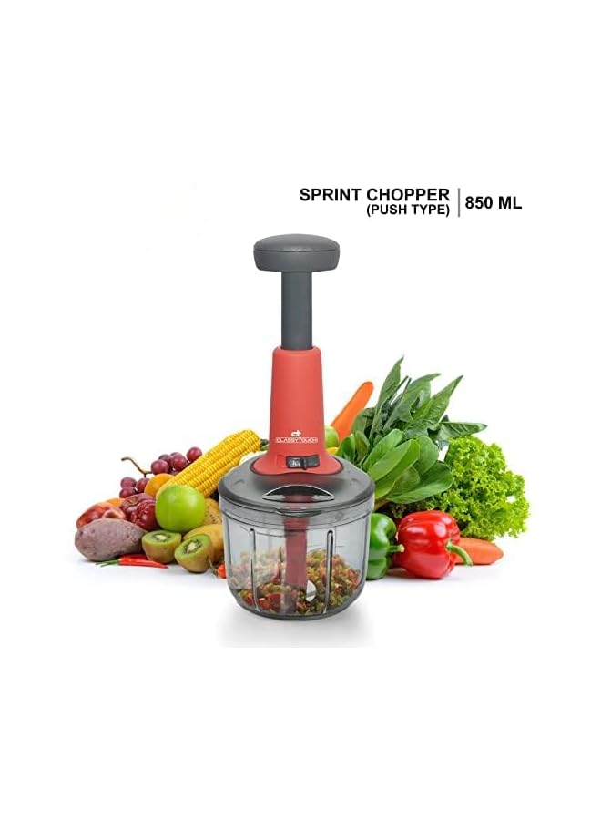 CLASSYTOUCH مفرمة يدوية للمطبخ، مفرمة طعام للخضروات لتقطيع الخضروات وخلطها وتجفيفها وعصرها، مكبس يدوي مطور - 850 مل - Image 3