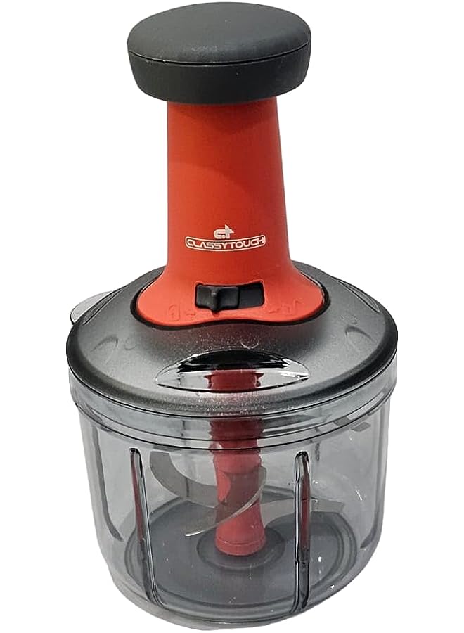 CLASSYTOUCH مفرمة يدوية للمطبخ، مفرمة طعام للخضروات لتقطيع الخضروات وخلطها وتجفيفها وعصرها، مكبس يدوي مطور - 850 مل - Image 1