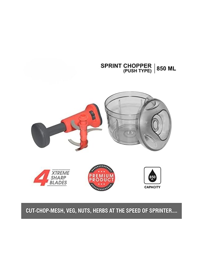 CLASSYTOUCH مفرمة يدوية للمطبخ، مفرمة طعام للخضروات لتقطيع الخضروات وخلطها وتجفيفها وعصرها، مكبس يدوي مطور - 850 مل - Image 4