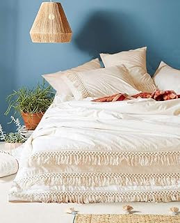 Flber White Cotton Tassel Duvet Cover Twin, 90Ã¢â‚¬ÂLx68Ã¢â‚¬Å“W - Image 1