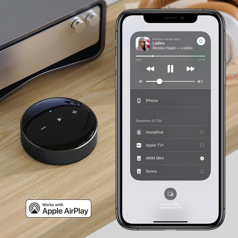 WiiM وييم ميني جهاز بث صوتي لاسلكي AirPlay 2، ستيريو متعدد الغرف، مضخم صوت، يعمل مع مساعدي الصوت أليكسا وسيري، بث صوت عالي الدقة من الموسيقى، تيدال والمزيد - Image 4
