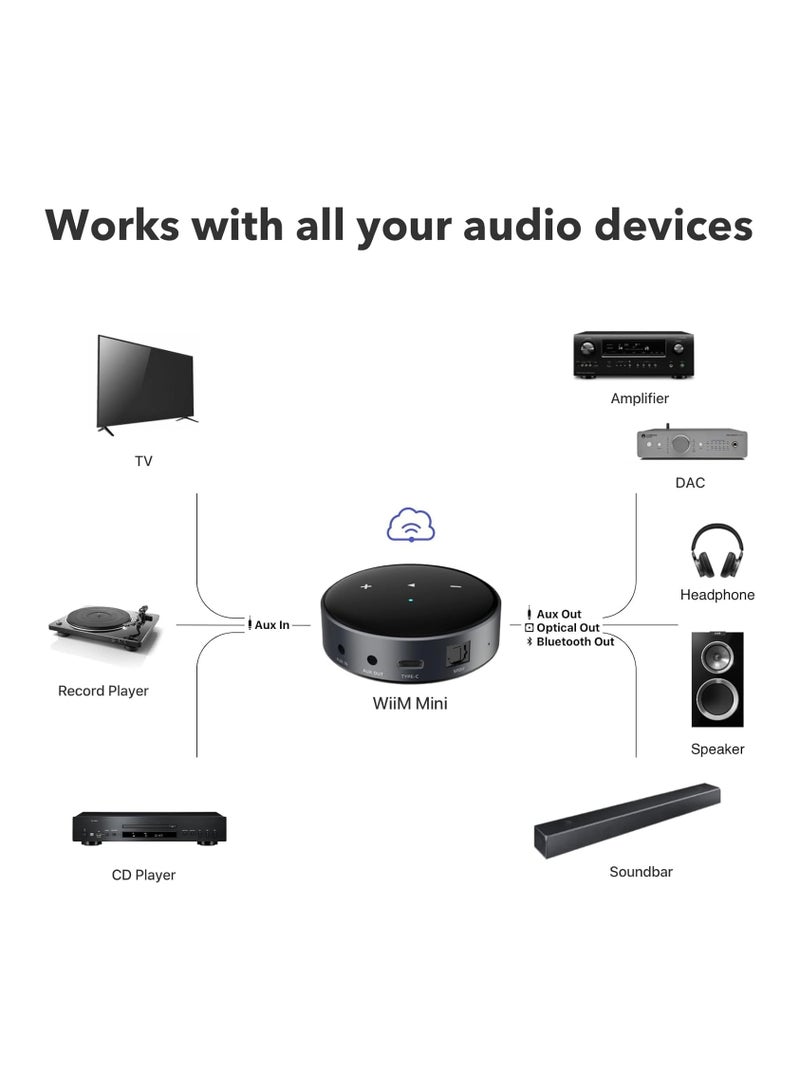 WiiM وييم ميني جهاز بث صوتي لاسلكي AirPlay 2، ستيريو متعدد الغرف، مضخم صوت، يعمل مع مساعدي الصوت أليكسا وسيري، بث صوت عالي الدقة من الموسيقى، تيدال والمزيد - Image 3