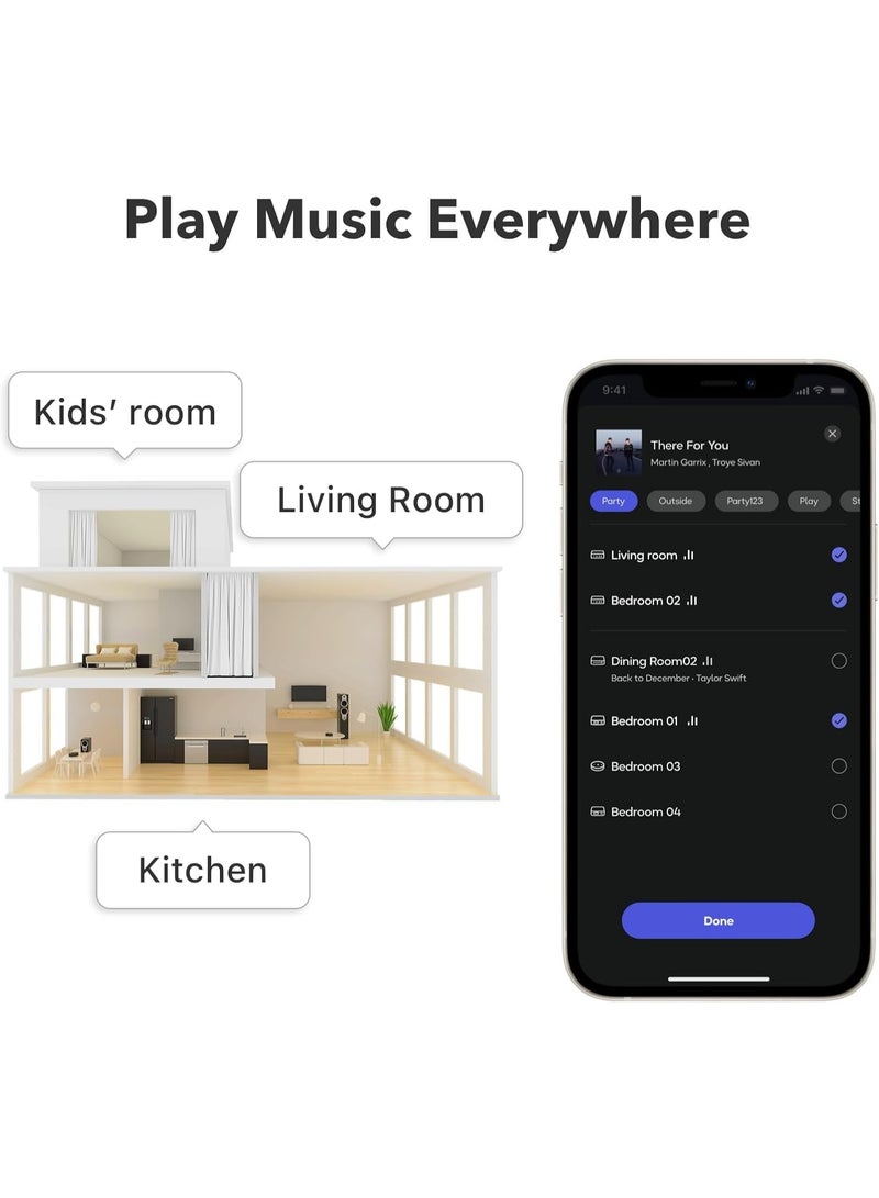 WiiM وييم ميني جهاز بث صوتي لاسلكي AirPlay 2، ستيريو متعدد الغرف، مضخم صوت، يعمل مع مساعدي الصوت أليكسا وسيري، بث صوت عالي الدقة من الموسيقى، تيدال والمزيد - Image 5