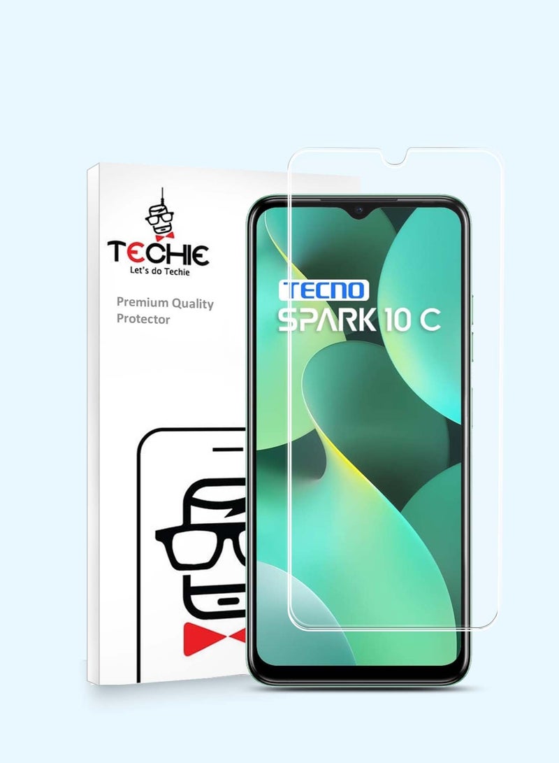 Techie HD Tempered Glass Screen Protector for Tecno Spark 10C - Anti Reflection Anti Bubbles 9H Hardness 0.33 mm Rounded Edges Easy Installation - Image 1