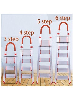 SUNRISE 6 Steps Ladder Aluminum Folding Step Stool With Anti Slip Sturdy And Wide Pedal Lightweight Portable Multi Use Step Ladder For Home And Kitchen Use Space Saving  - Image 3