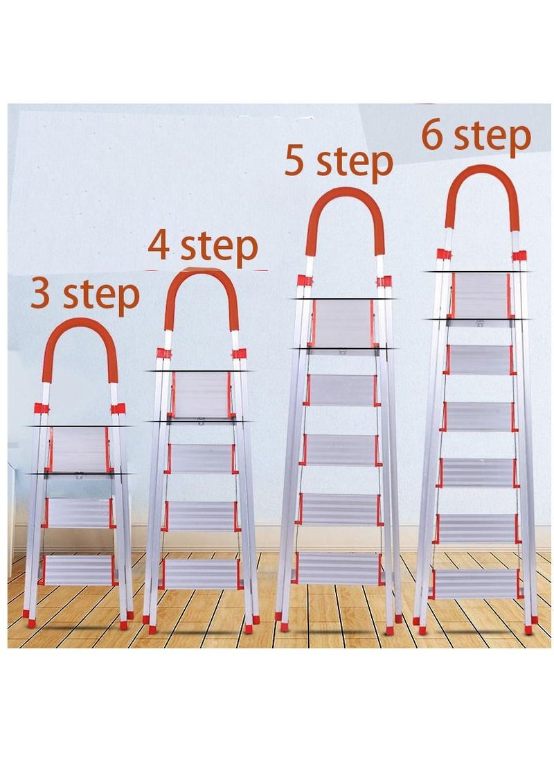 SUNRISE - 6 Steps Ladder Aluminum Folding Step Stool With Anti Slip Sturdy And Wide Pedal Lightweight Portable Multi Use Step Ladder For Home And Kitchen Use Space Saving - Image 1