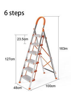 SUNRISE 6 Steps Ladder Aluminum Folding Step Stool With Anti Slip Sturdy And Wide Pedal Lightweight Portable Multi Use Step Ladder For Home And Kitchen Use Space Saving  - Image 4