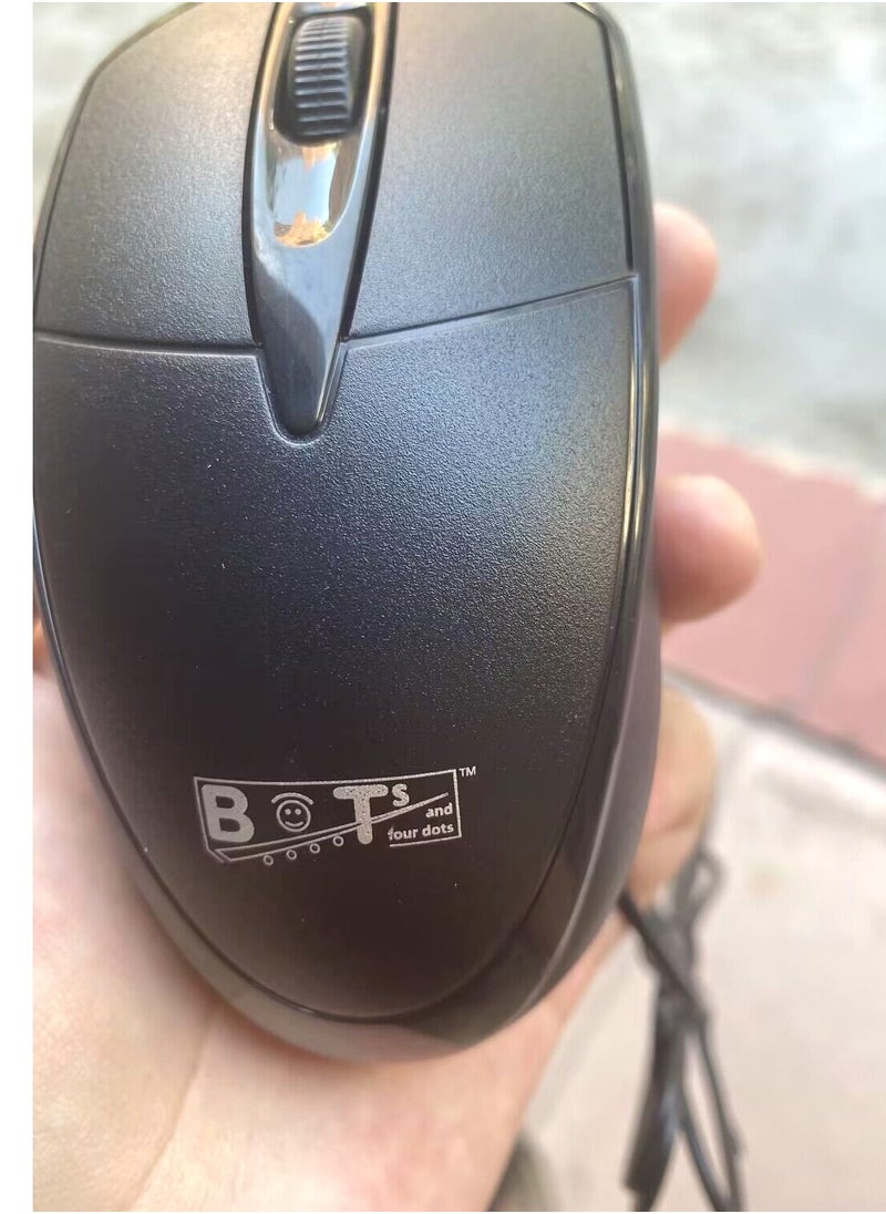BOTs and four dots - Wired Optical Mouse for Desktop and Laptop, USB mouse ergonomic wired mouse black business mouse Optical for Desktop Laptop Office. Ref. No.: BOT-EL-0002 Black Color Mouse. - Image 1