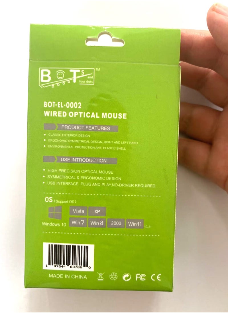 BOTs and four dots - Wired Optical Mouse for Desktop and Laptop, USB mouse ergonomic wired mouse black business mouse Optical for Desktop Laptop Office. Ref. No.: BOT-EL-0002 Black Color Mouse. - Image 1