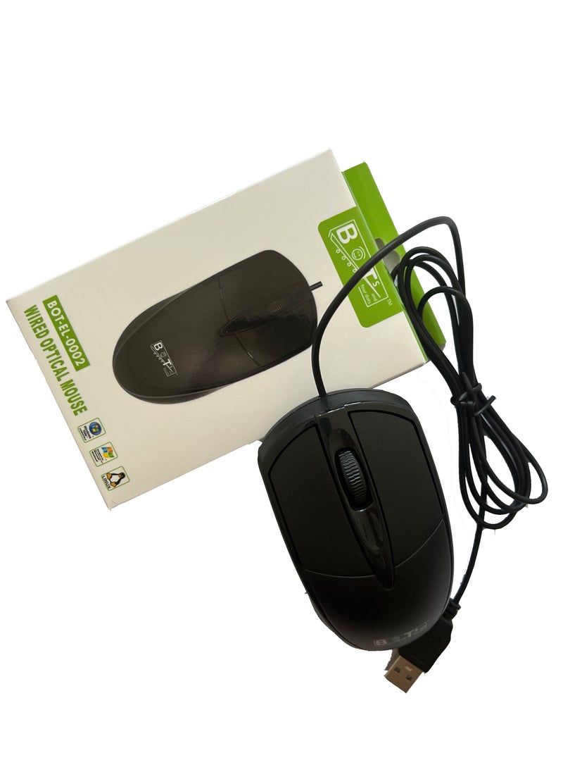 BOTs and four dots - Wired Optical Mouse for Desktop and Laptop, USB mouse ergonomic wired mouse black business mouse Optical for Desktop Laptop Office. Ref. No.: BOT-EL-0002 Black Color Mouse. - Image 1
